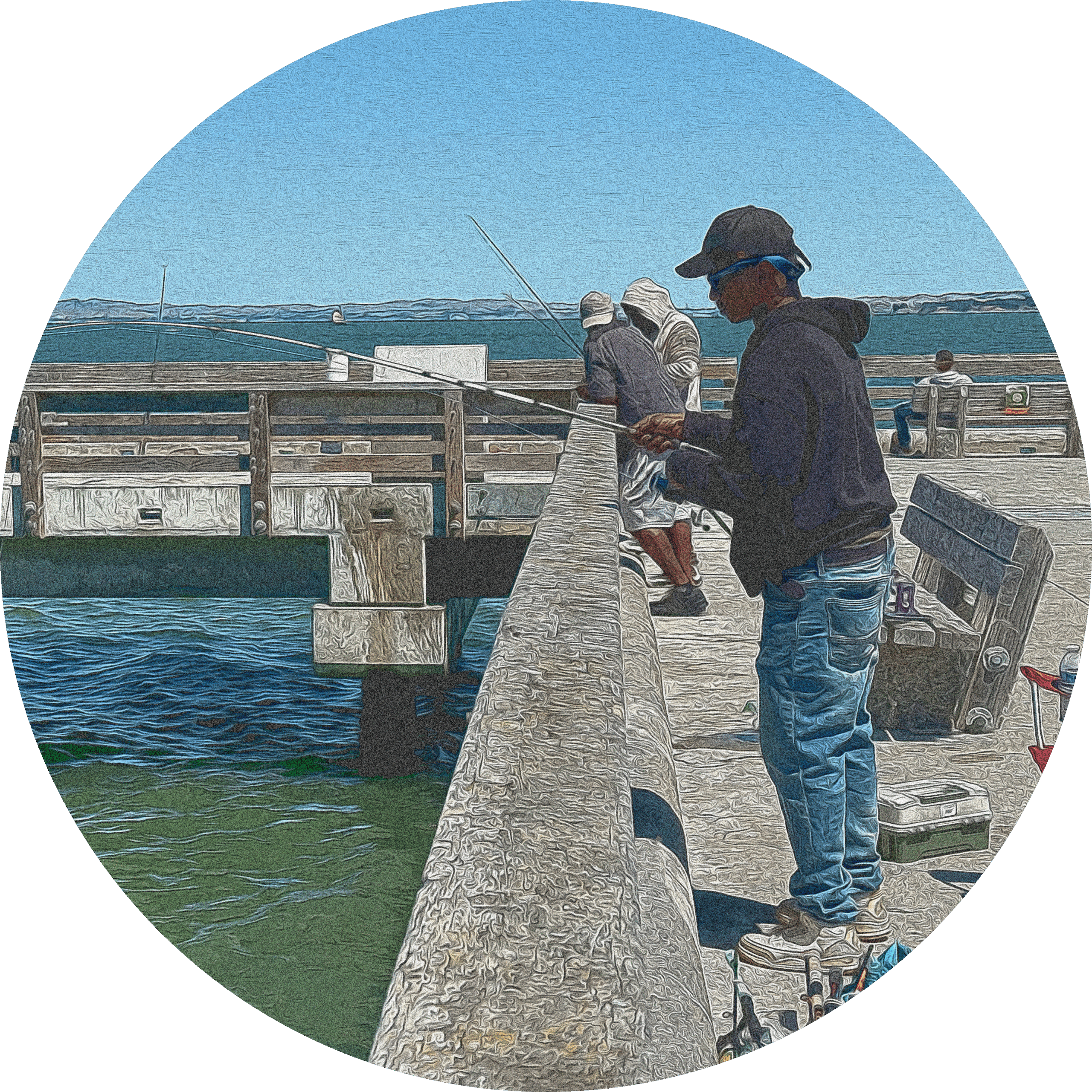 Person fishing from a pier