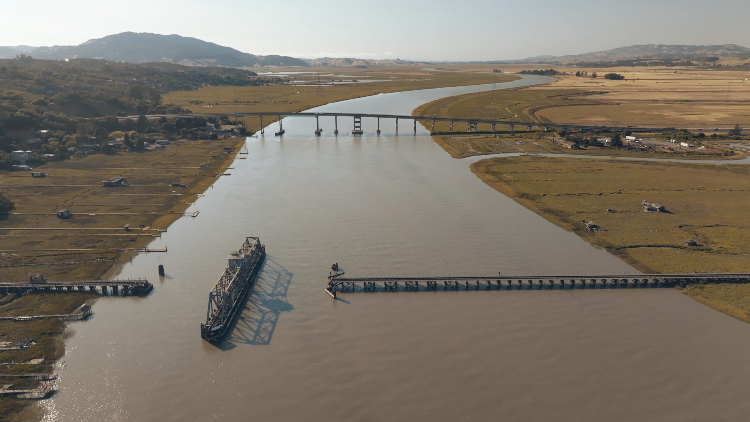 Aerial view of Petaluma River mouth