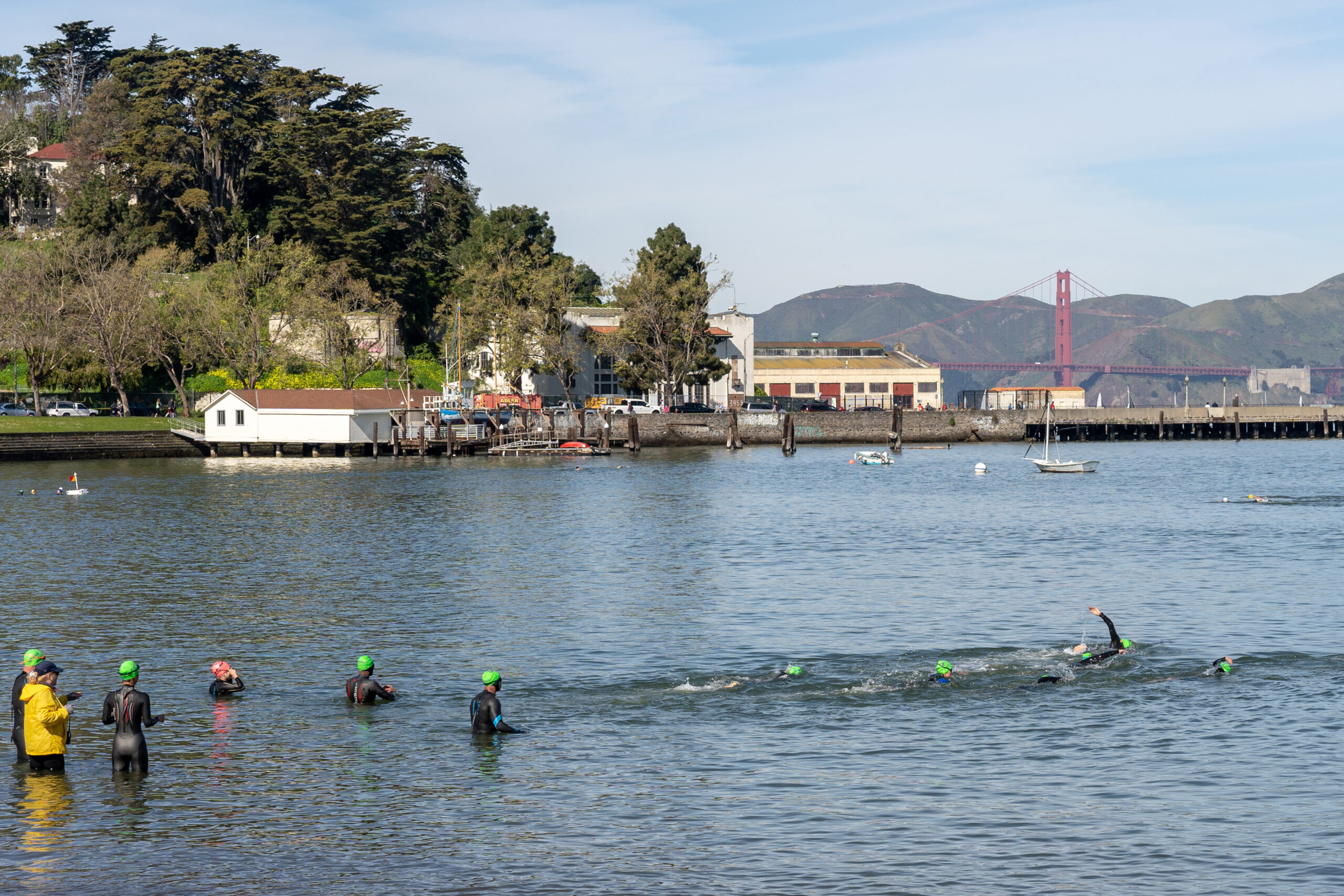 People swimming in water